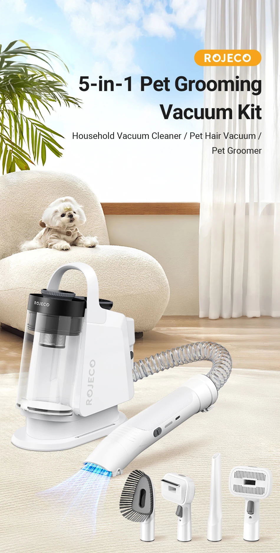 5-in-1 Pet Grooming Vacuum Kit